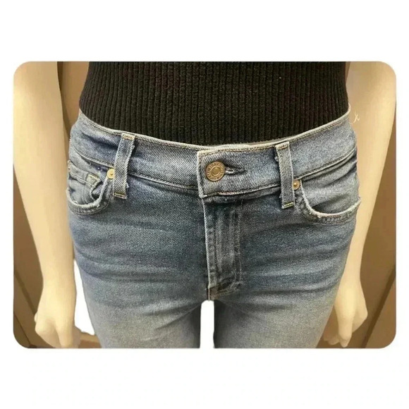 7 FOR ALL MANKIND Luxe Vintage High Waist Ankle Skinny Jean Silver  Stripe 29/8 - Picture 6 of 15